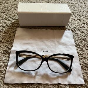 Dior Black and Gold Cat-Eye Optical Glasses